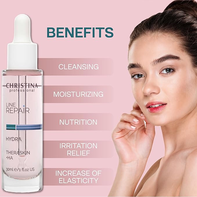 Christina Line Repair Hydra Theraskin +HA Face Serum - 30 ml - Wrinkle Smoother, Hyaluronic Acid and Hygroplex for Aging Skin - For Dry, Normal and Oily Skin Types-GlimoraGlow