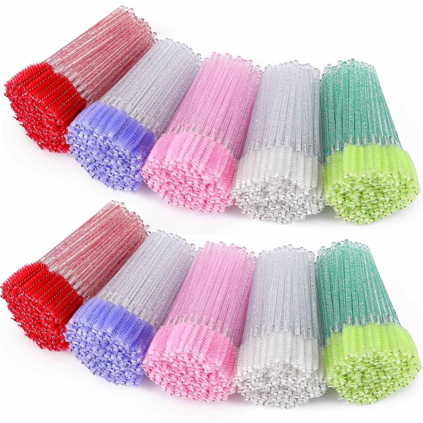 1000 Disposable Mascara Wands Eyelash Brushes Spoolies for Eyebrow Eye Lash Extension Crystal Multicolor-GlimoraGlow
