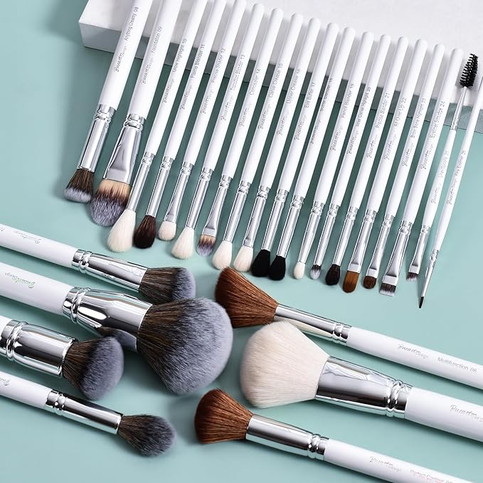 Professional Makeup Artist Brushes Set 26Pcs Real Natural Goat Hair Labeled White Makeup Brush Set with Foundation Powder blush concealer blending eyeshadow contour make up brushes set-GlimoraGlow