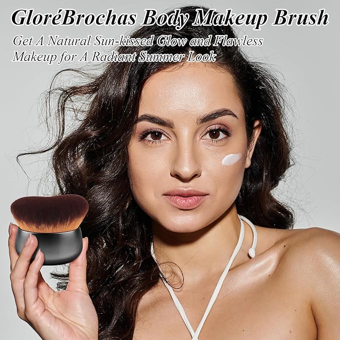 75MM Extra Large Self Tanner Kabuki Makeup Brush – Ultra Soft Dense Vegan Bristles for Body Makeup, Bronzer & Foundation–Applies Tanning Mousse, Lotion & Self Tanner–Black, Wet & Dry-GlimoraGlow