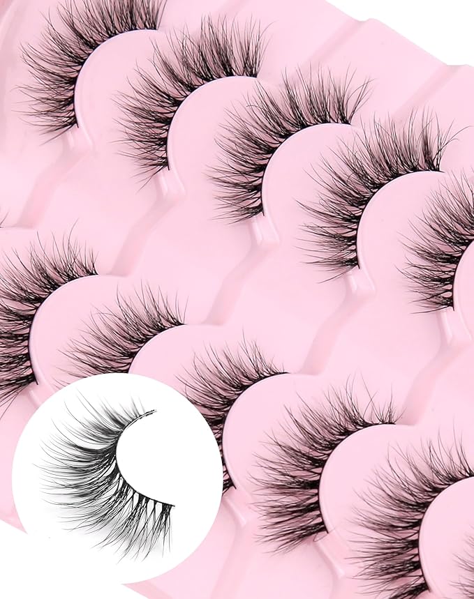 Eyelashes Natural Look Strip Lashes Wispy Natural Mink Lashes Volume Lash Fluffy Fake Eyelashes C Curl False Lashes Thick Eyelashes 7 Pairs-GlimoraGlow