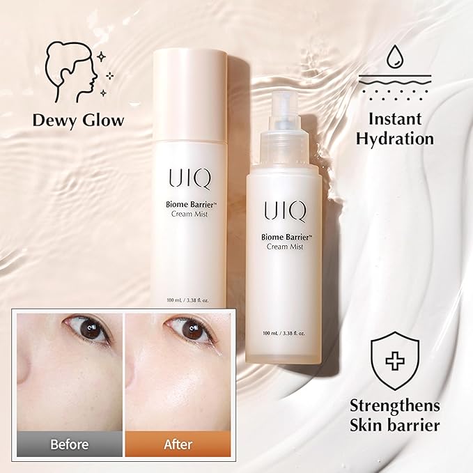 UIQ Biome Barrier Cream Mist - Facial Barrier Mist for Hydration & Skin Barrier Repair, Microbiome-Based Korean Skin Care, 3.38 fl oz-GlimoraGlow