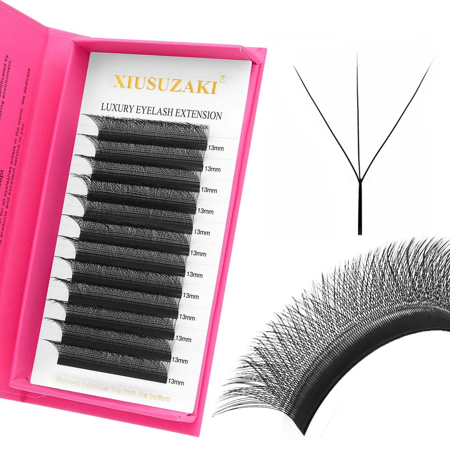 W Lash Extensions Supplies 3D Eyelash Extensions W Shape 0.07mm Thickness C Curl 9mm Premade Fans Easy Fan Lashes Volume Matte Black 12 Rows Crisscross Eye Lashes(W-3D-0.07-C,9mm)-GlimoraGlow