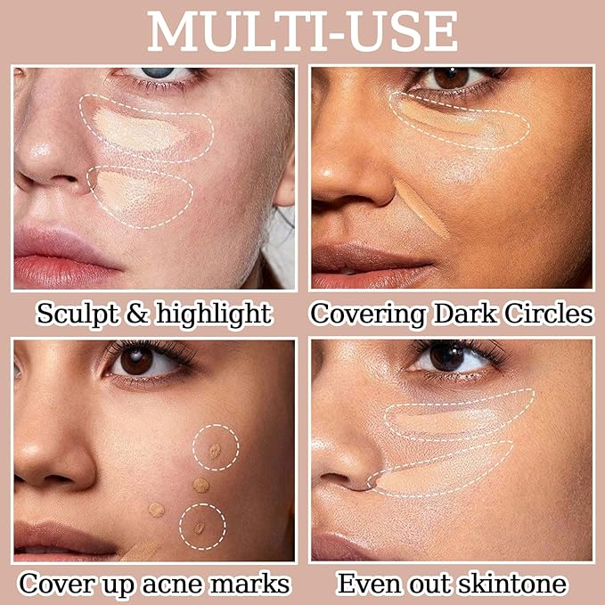 10 Colors Correcting Concealer Palette,Colors Corrector Palette,Moisturizing Full Coverage Liquid Foundation Cream Contour Makeup Palette with Brush-GlimoraGlow