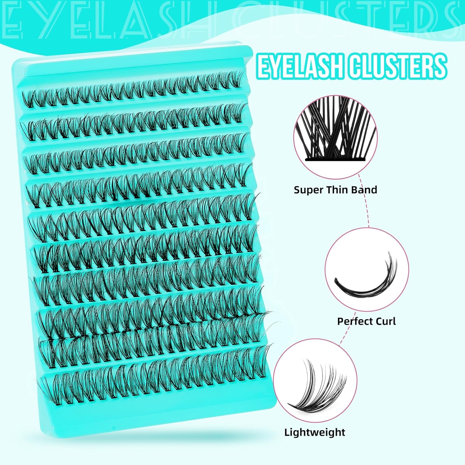 Lash Clusters 200pcs, Eyelash Extension Kit 30D D Curl Diy Cluster Eyelashes Extensions Lash Bond and Remover Waterproof Lash Applicator Tools for 8-18mm Mix Lashes Beginner Self Use-GlimoraGlow