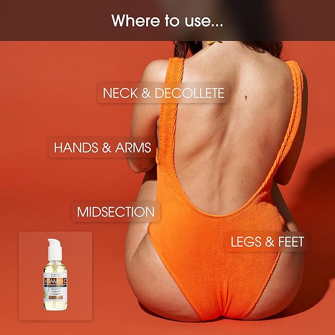 Advanced Clinicals Vitamin C illuminating Body Oil For Women & Men |Vitamin C Oil Skin Care Body Moisturizer With Vitamin E + Botanicals To Help Improve Appearance Of Dark Spots + Dry Skin, 3.8 Fl Oz-GlimoraGlow