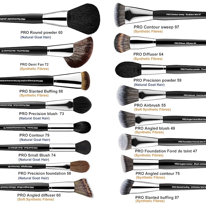 Bueart Design 36Pcs PRO Grade Natural Goat Hair Pony Bristles Makeup Brushes Set with Super Holder Professional-Grade Precision & Luxury Brush for beauty enthusiasts&professionals Makeup Artist-GlimoraGlow