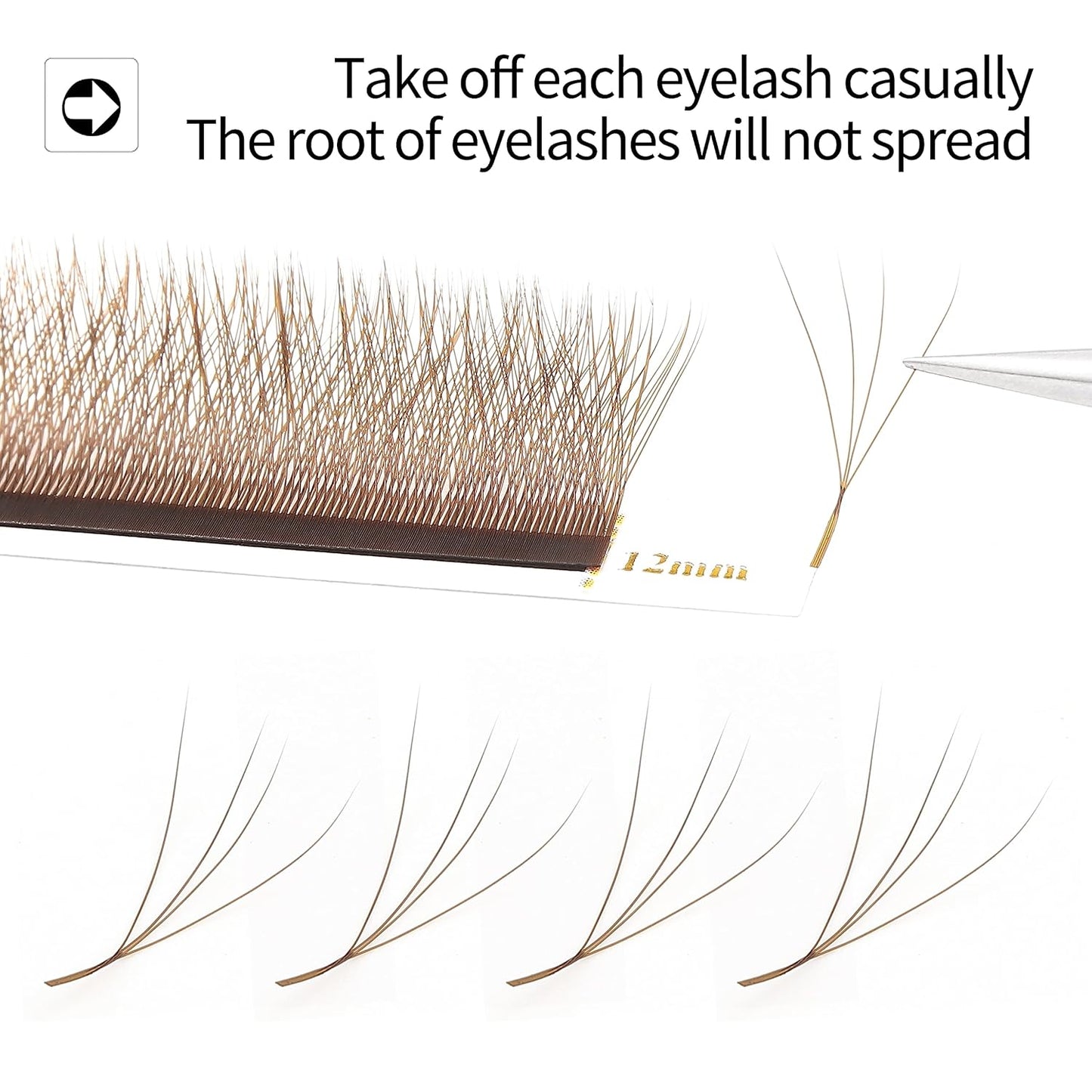 Lash Extensions Brown 4D W Eyelash Extensions W Shape 0.07mm Thickness D Curl 10mm Premade Fans Lashes Colored Lash Extension Volume Lashes Individual Lashes(W-Brown-4D-0.07-D,10mm)-GlimoraGlow