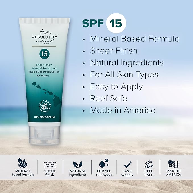 SPF 15 Mineral Sunscreen - Broad Spectrum Water Resistant Moisturizer Lotion For Body & Face - With Non-Nano Zinc Oxide, Vitamin E, & Antioxidants - Made in USA, 3 Oz-GlimoraGlow