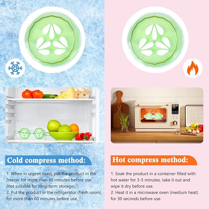 12 Pcs Cucumber Eye Pads Gel Eye Masks Cooling Heating Eye Pads Spa Party Favors Sleepover Party Slumber Party Supplies-GlimoraGlow