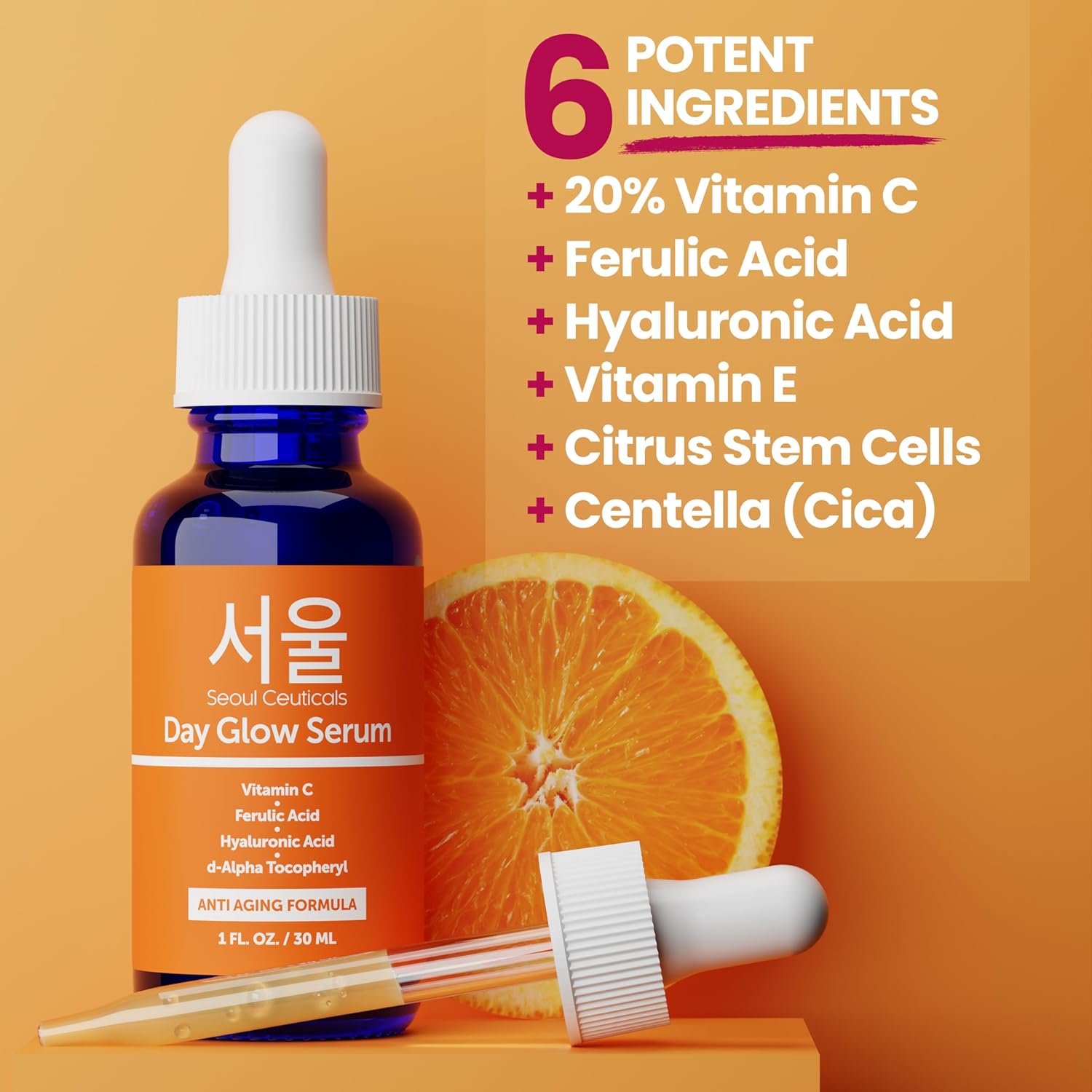 SeoulCeuticals Large 2oz Korean 20% Vitamin C Hyaluronic Acid Serum + CE Ferulic Acid - Potent Anti Aging, Anti Wrinkle K Beauty-GlimoraGlow
