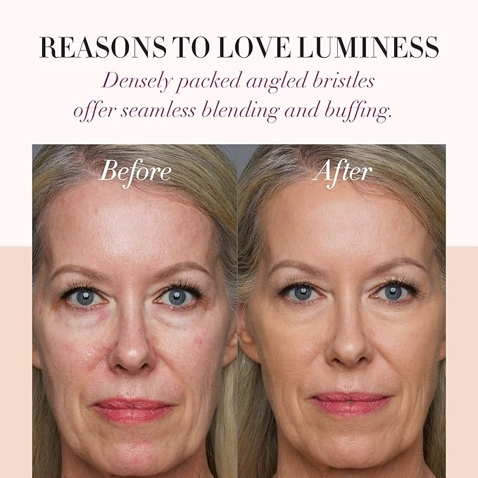 LUMINESS Dual-Sided Angled Buffing Brush - Cruelty-Free Synthetic Bristles Ideal for Foundation & Primer - Soft Fibers Gives Silky Touch on Skin & Creates Flawless Base with Perfect Finish-GlimoraGlow