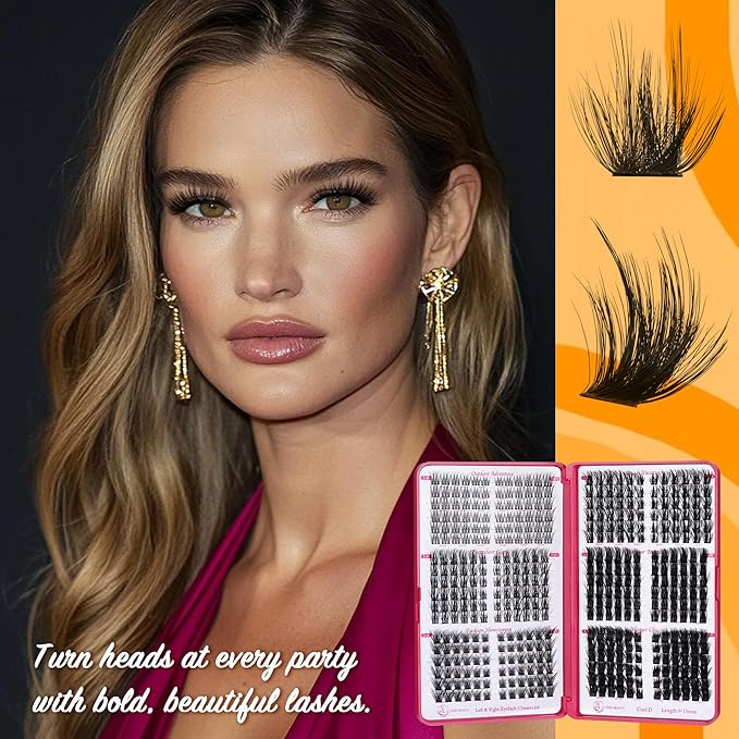 Fluffy Lash Clusters - 360Pcs Natural 0.05D Eyelash Clusters, Left & Right Eyelashes, Urtra Lightweight Cat Eye Clusters for Starter DIY at Home(Eyelashes Only）-GlimoraGlow
