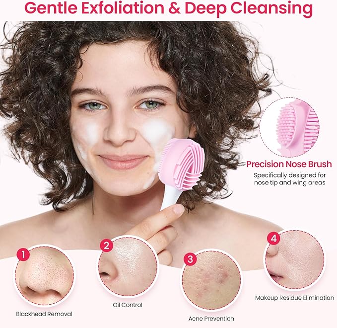 2 Packs Silicone Face Scrubber Exfoliator, Face Mask Brush Applicator, Facial Cleansing Brush, Pore Cleaning Brush, Pore Scrubber for Face-GlimoraGlow