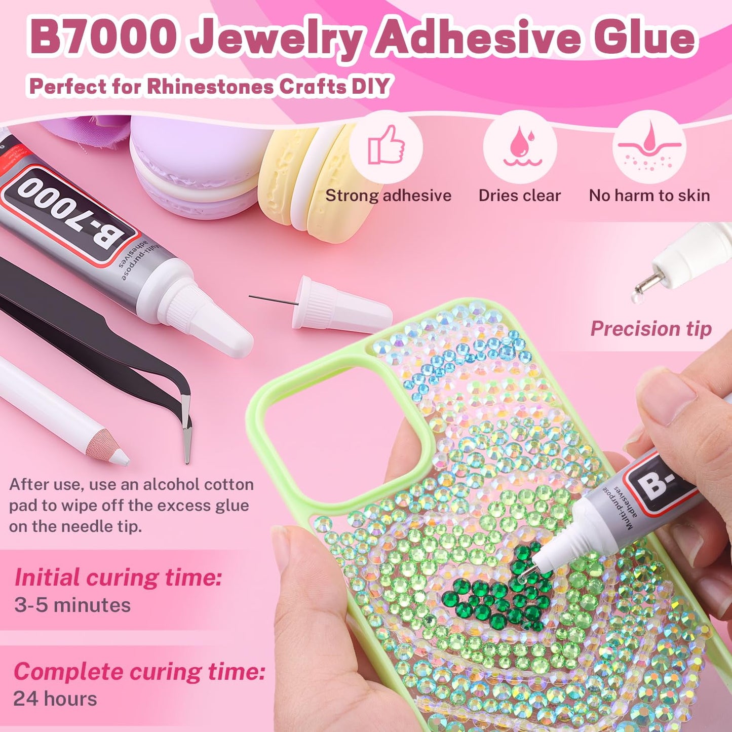 20000Pcs Green Rhinestones for Bedazzling with 1Pcs B7000 Jewelry Glue, Resin Rhinestones for Crafting Crafts DIY, Bedazzler Kit Gems for Clothing Shoes Tumblers Nail Art Assorted Size 3/4/5/6mm-GlimoraGlow