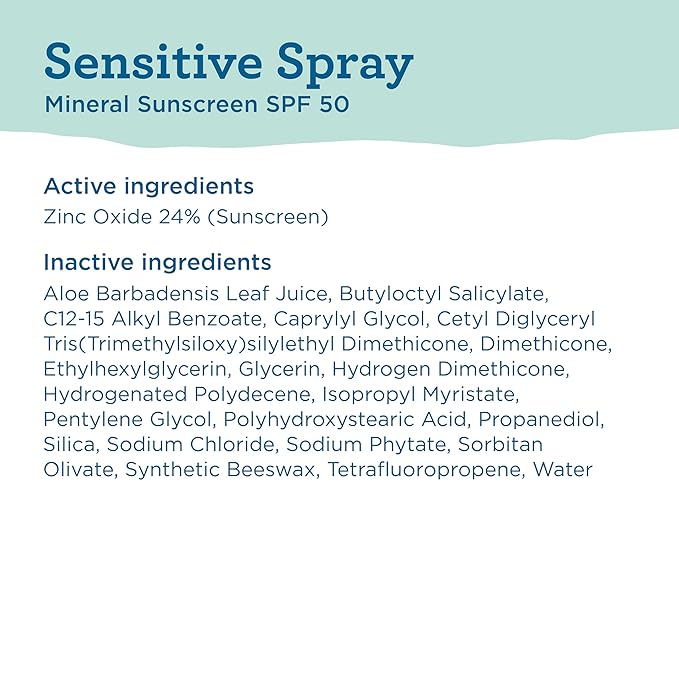 Blue Lizard Sensitive Mineral SPF 50 Spray, Dermatologist-Recommended Brand, Broad-Spectrum UVA/UVB Protection, Water-Resistant, Zinc Oxide Formula, 5 oz-GlimoraGlow