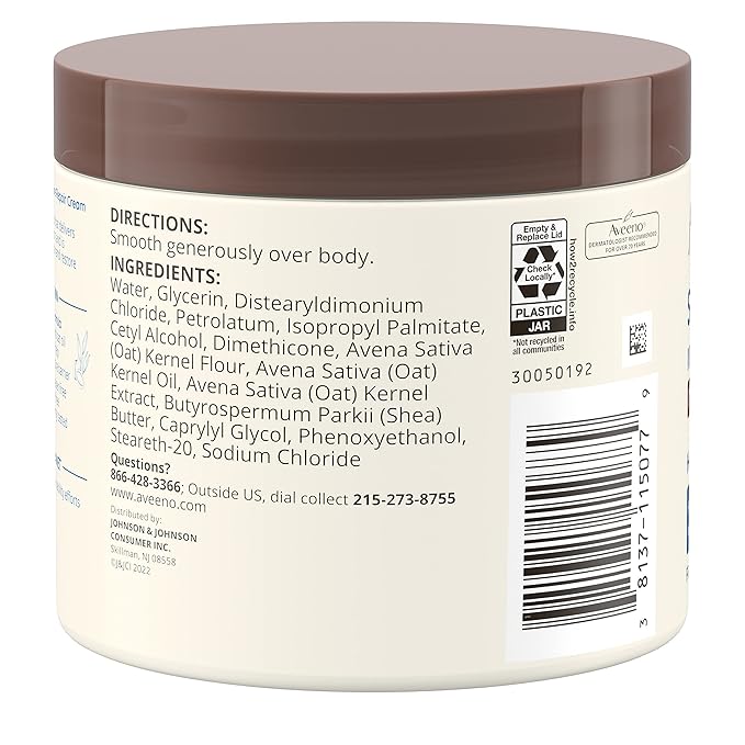 Aveeno Skin Relief Intense Moisture Repair Body Cream with Triple Oat & Shea Butter Formula, Helps Relieve & Restore Extra-Dry Skin with Long-Lasting Moisture, Fragrance-Free, 11 oz-GlimoraGlow