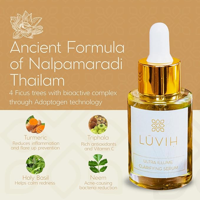 LUVIH Ultra Illume Dark Spot Remover & Clarifying Face Serum – Ayurvedic Acne Scar & Blemish Treatment for Women & Men – Natural Skincare for Acne-Prone, Uneven Skin – 30 mL-GlimoraGlow