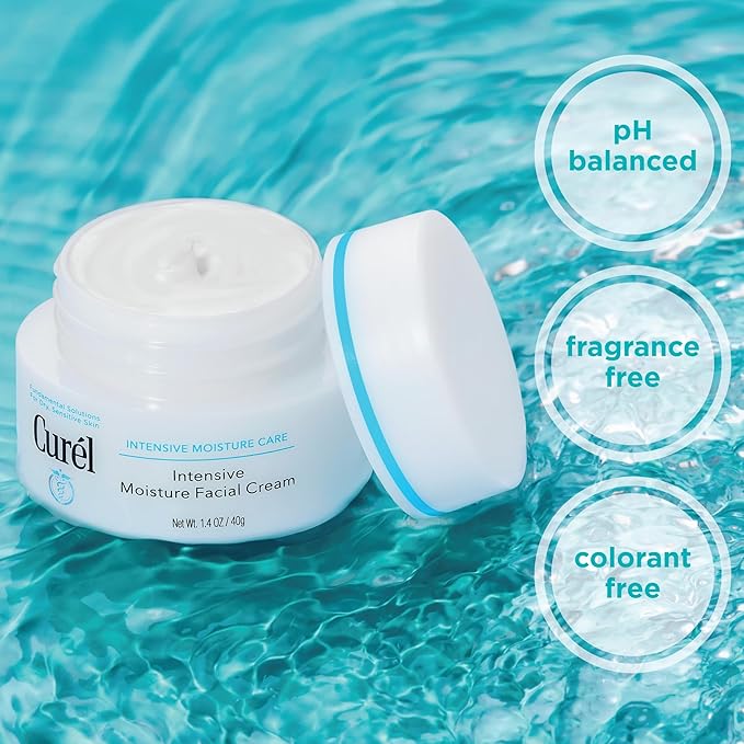 Curel Japanese Skin Care Intensive Face Moisturizer Cream, Hydrating Face Lotion for Dry to Very Dry Sensitive Skin, Anti-Aging, Fragrance-Free, Anti-Wrinkle Japanese Skin Care, 1.4 Oz-GlimoraGlow