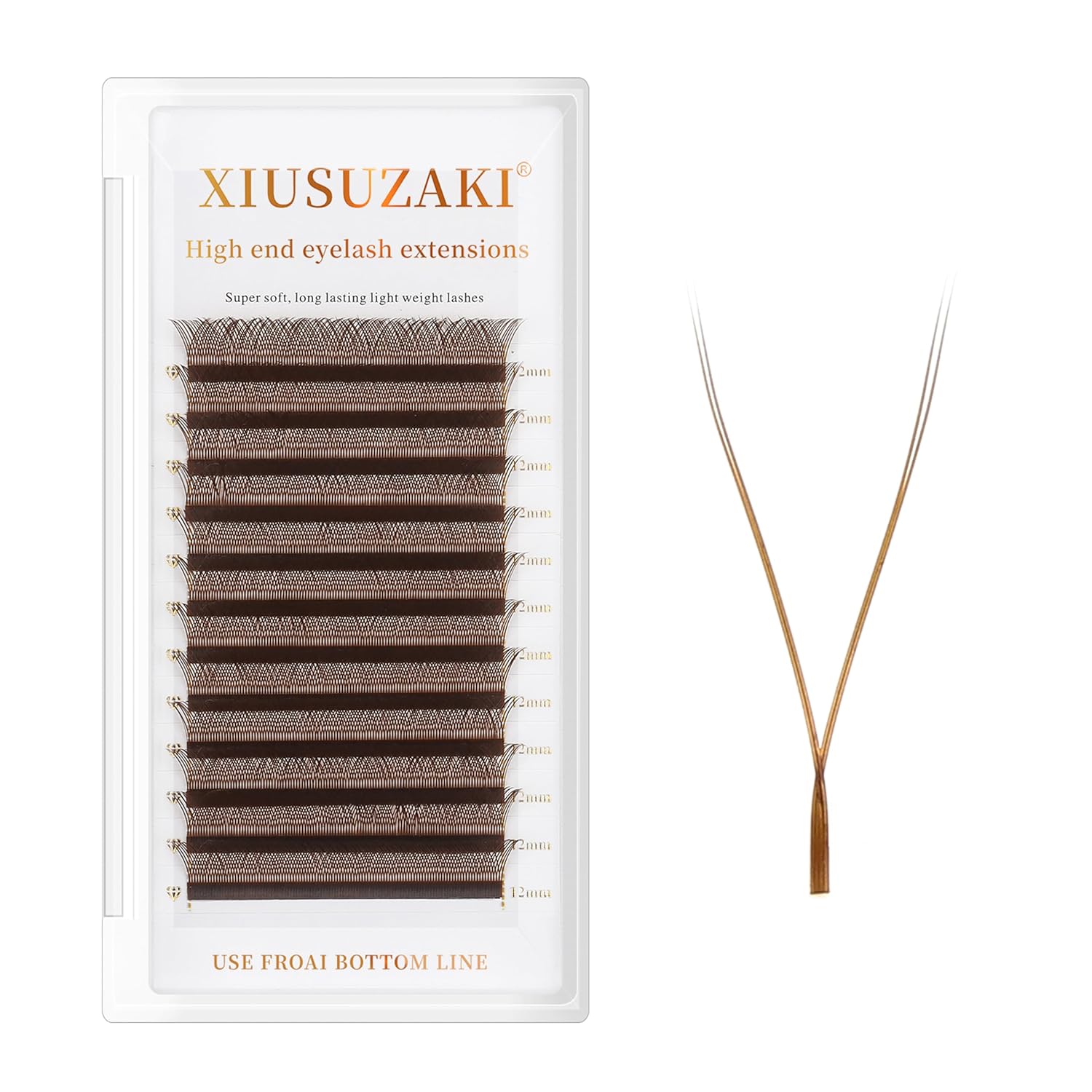 YY Lash Extensions Brown Eyelash Extensions Y Shape 0.07mm Thickness D Curl Mix 8-15mm Premade Fans Lashes Easy Fan Volume Lashes Individual Lashes(Brown-YY-0.07-D,8-15mm)-GlimoraGlow