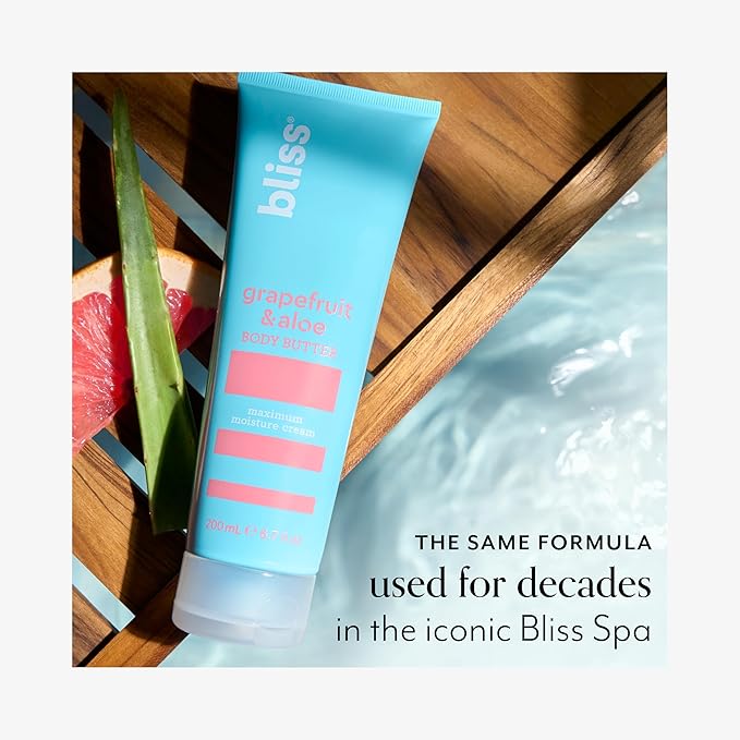 Bliss Body Butter - Grapefruit and Aloe - Maximum Moisture Cream - 6.7 Fl Oz - Body Lotion for Dry Skin - Long-Lasting Moisturizer for Women & Men - Vegan and Cruelty-Free-GlimoraGlow