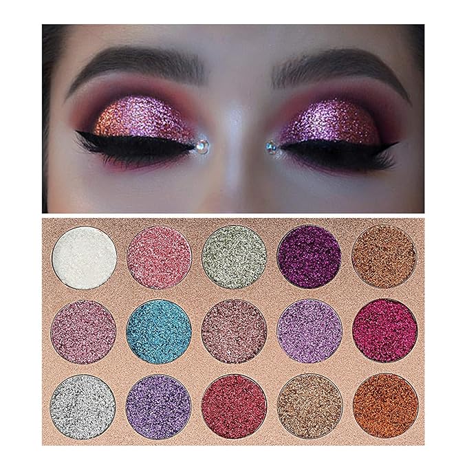 15 Colors Eyeshadow, Glitters Shimmer Pigment Pressed Makeup Palette Eyes Cosmetic-GlimoraGlow