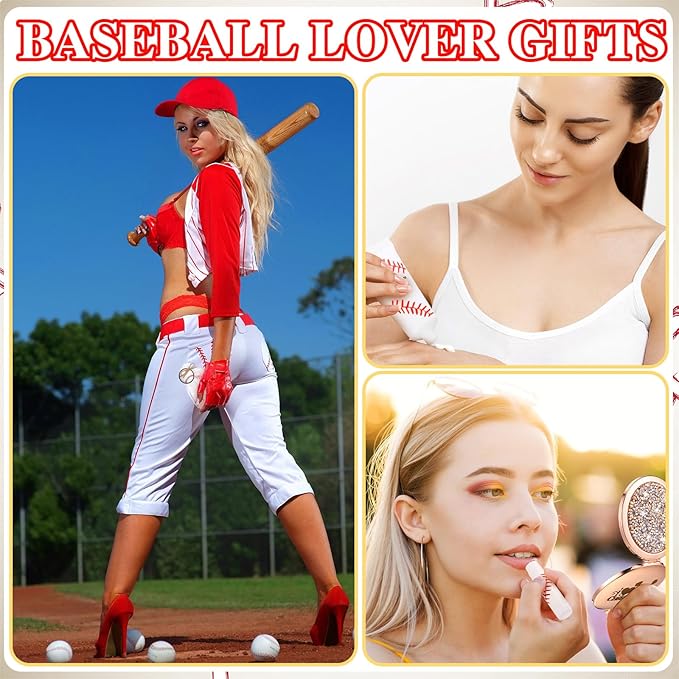 144 Pcs Baseball Lip Balm Hand Cream Set Baseball Party Supply, Include 36 Baseball Lip Balm 36 Moisturizing Hand Cream 36 Baseball Bag 36 Baseball Card and Rope for Baseball Accessories Gifts-GlimoraGlow