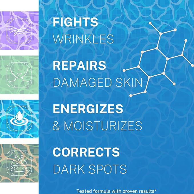 SKIN AURA Advanced Anti-Aging Serum - All-In-One Formula Visibly Improves Wrinkles, Fine Lines & Age Spots with 5 Vitamins + Minerals, Hyaluronic Acid & Collagen Peptides - 30ml (1oz)-GlimoraGlow