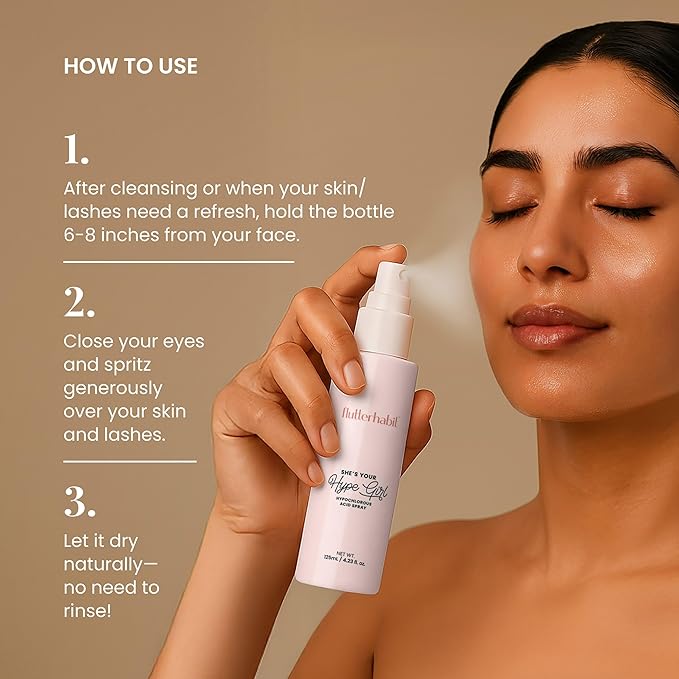 FlutterHabit Hypochlorous Acid Spray, Face Mist for Acne Prone Skin, HOCl Formula to Soothe Irritation, Refresh Complexion, Repair Damage, Balance Oil, Calm Redness, Restore Clarity (125mL)-GlimoraGlow