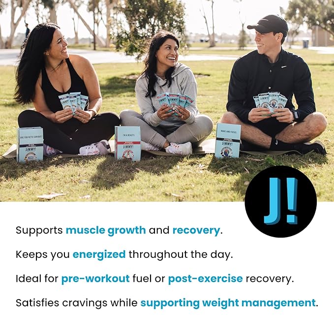 JiMMYBAR! - Sea Salt Caramel Cookies N' Cream - 19g High Protein Bars - 7g Sugar - 12 Count - 58g Health Bars - Natural Peanut Butter Core - Caffeinated Protein Bar For Energy- Hand Drizzled Chocolate-GlimoraGlow