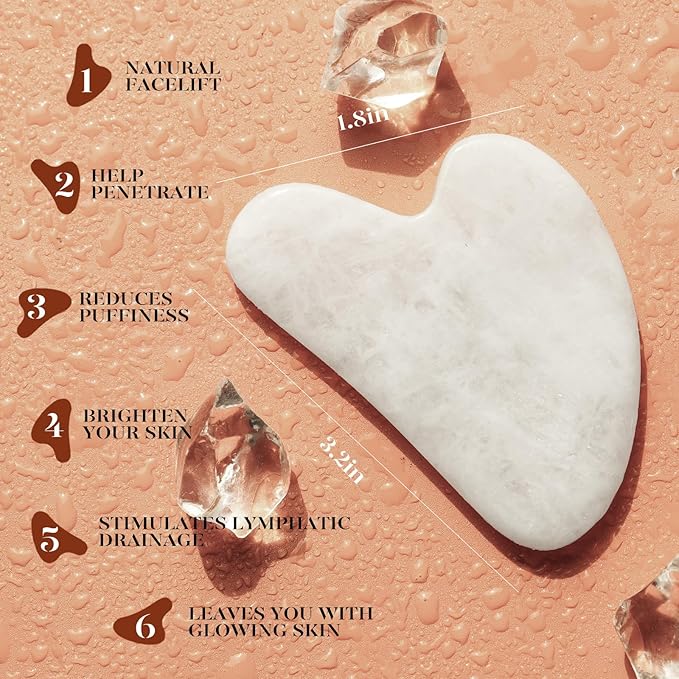 BAIMEI Jade Roller & Gua Sha Set Face Roller and Gua Sha Facial Tools for Skin Care Routine and Puffiness, Self Care Gift for Men Women - White-GlimoraGlow