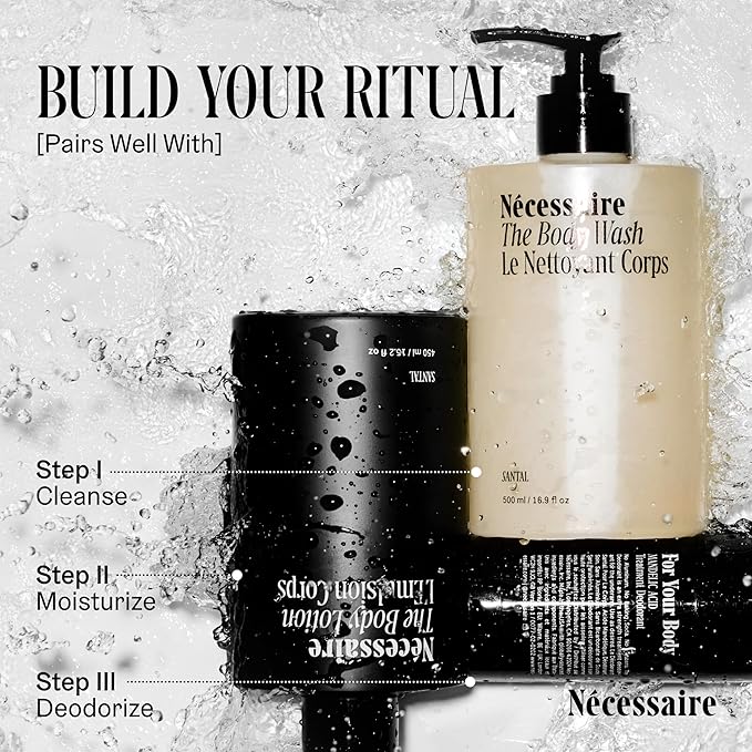 Nécessaire The Body Wash Santal. Natural Body Wash for Women & Men, Therapeutic Shower Gel with Epsom Salt + Minerals. Gel Cleanse,16.9 fl oz.-GlimoraGlow