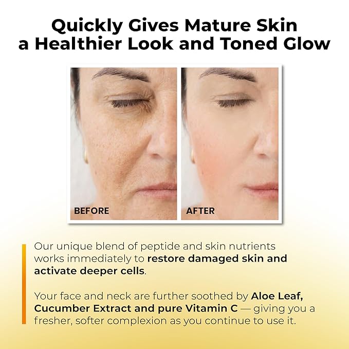 Peptide-C Radiance Serum - Anti-Aging Face Serum with Peptides, Vitamin C, Hyaluronic Acid - Hydrates, Firms, Smooths Wrinkles, 1 oz-GlimoraGlow