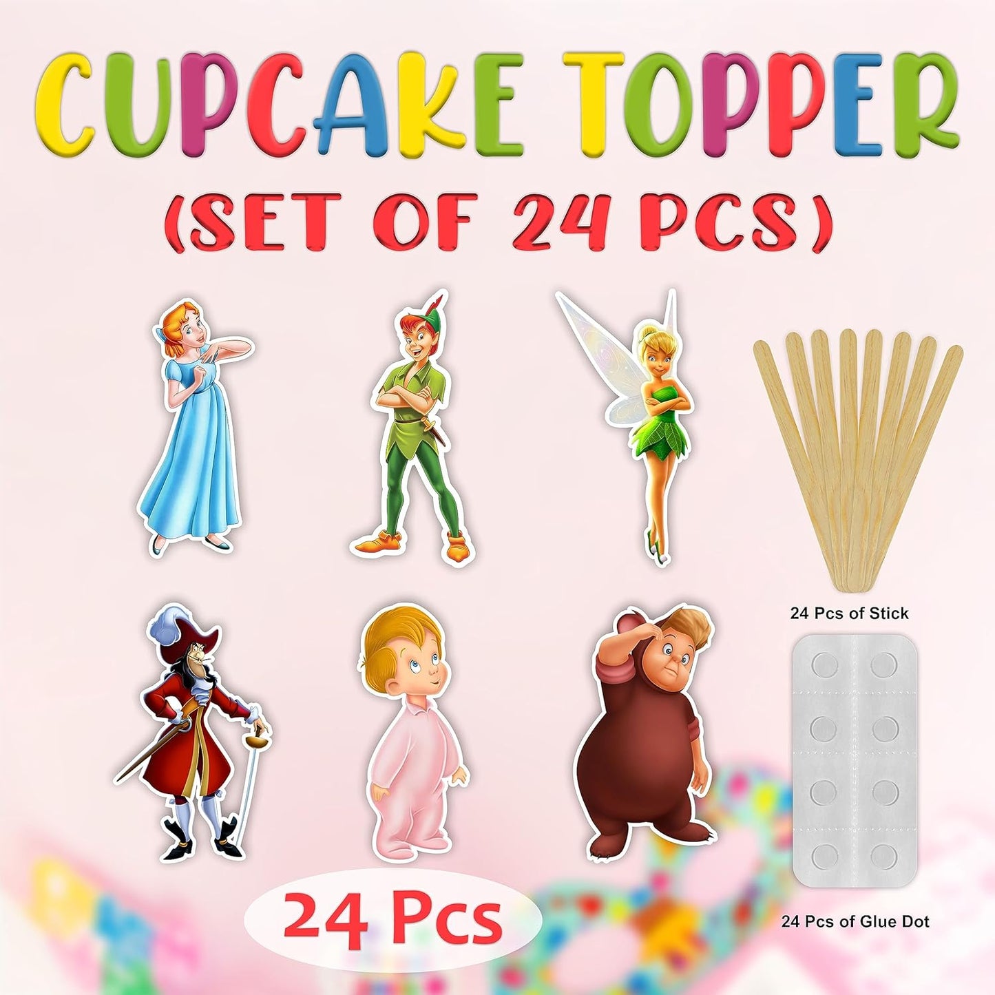 "Petr Pan Cupcake Topper – Fairy Tale Theme Birthday Party Supplies – Cartoon-Inspired Cake Decoration for Adults – Perfect for Baby Showers, School Events, Family Celebrations, and Themed Parties"