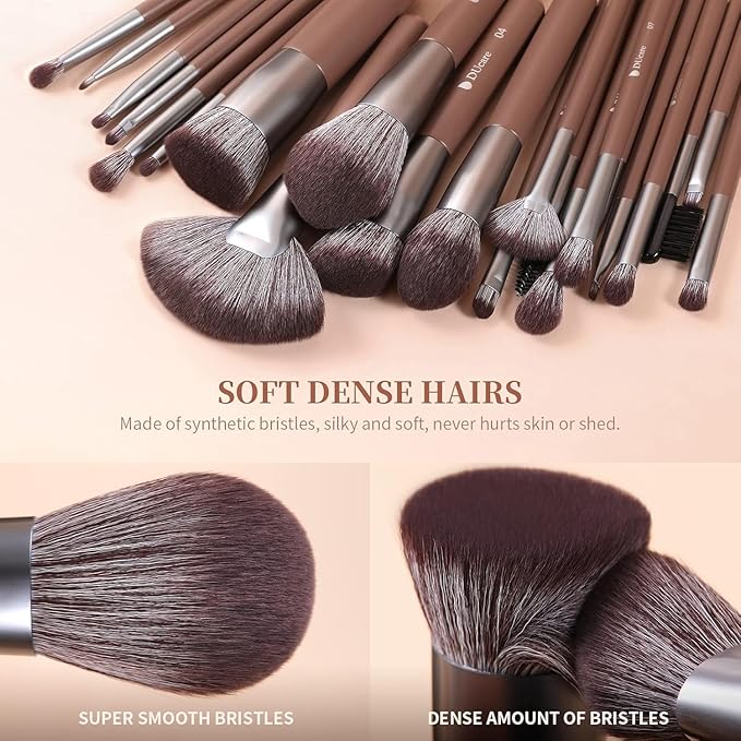 DUcare Professional Makeup Brush Set 22Pcs with Travel Case Synthetic Kabuki Foundation Brush, Face Powder Brush, Blush Brush, Concealer Brush, Eyeshadow Brushes-GlimoraGlow