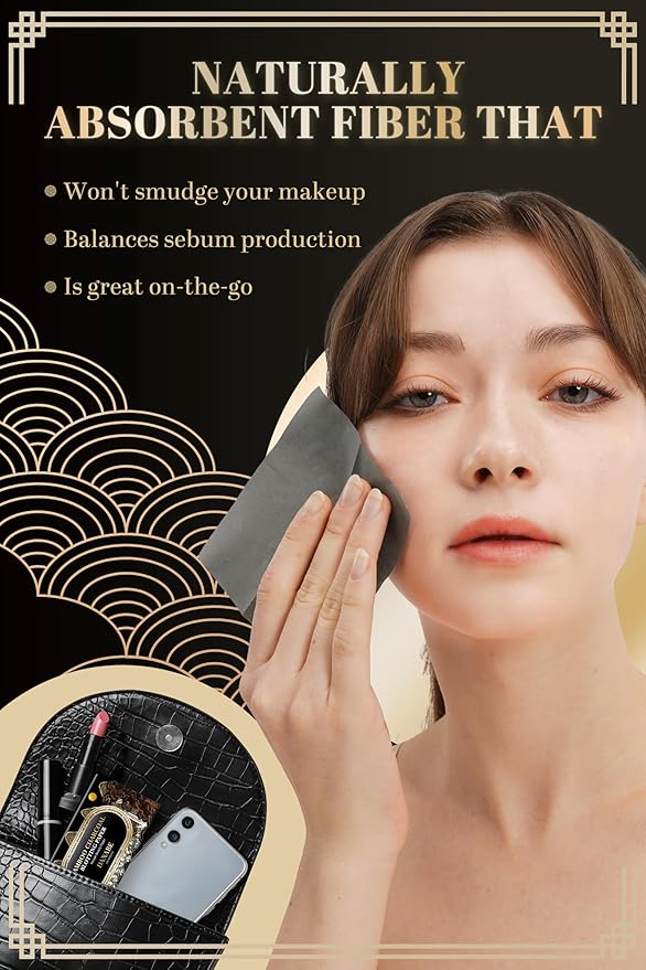 [KPOP Beauty] Makeup Friendly Oil Blotting Paper - DANABE Bamboo Charcoal Face Oil Blotting Sheets | Korean Skincare Oil Absorbing Sheets for Face (4x3.6 in.100 Large Sheets)-GlimoraGlow
