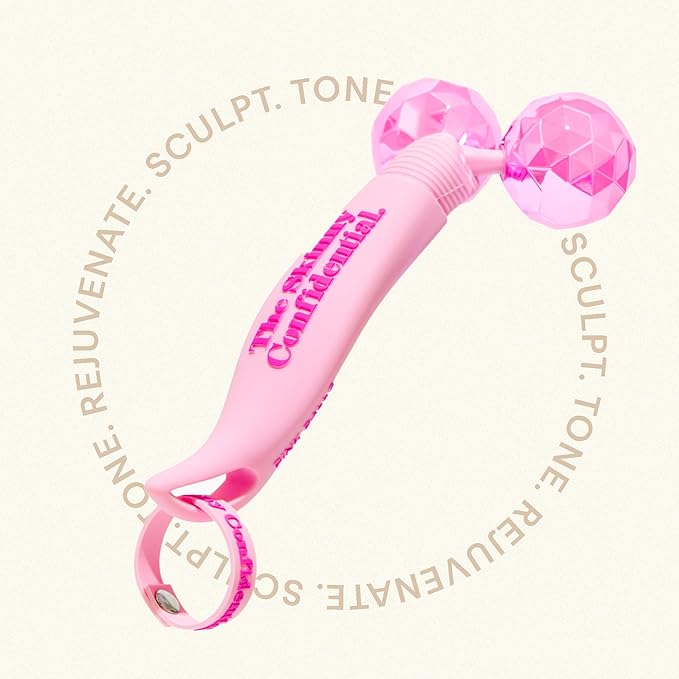The Skinny Confidential Face Roller - Pink Balls Eye & Facial Roller Massager - Face Massage Tools Skincare for Wrinkles & Fine Lines, Sculpt, Contour, Tighten & De-Puff Skin-GlimoraGlow
