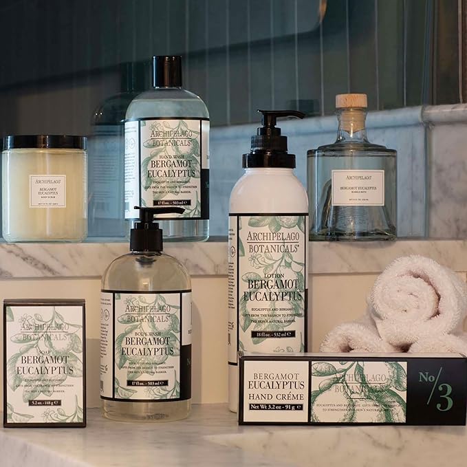 Archipelago Botanicals Bergamot Eucalyptus Lotion, Hydrating Lotion for Rejuvenated and Smooth Skin, Scented Body Lotion Made without Parabens, Phthalates and GMOs (18 oz)-GlimoraGlow