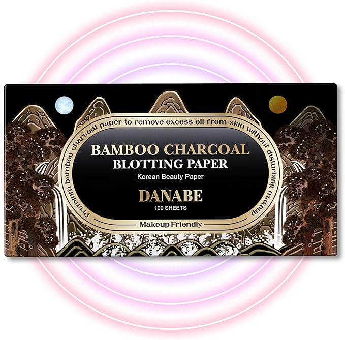 [KPOP Beauty] Makeup Friendly Oil Blotting Paper - DANABE Bamboo Charcoal Face Oil Blotting Sheets | Korean Skincare Oil Absorbing Sheets for Face (4x3.6 in.100 Large Sheets)-GlimoraGlow