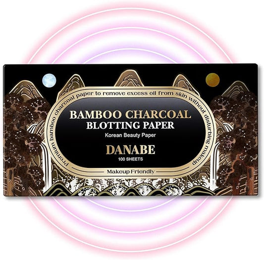 [KPOP Beauty] Makeup Friendly Oil Blotting Paper - DANABE Bamboo Charcoal Face Oil Blotting Sheets | Korean Skincare Oil Absorbing Sheets for Face (4x3.6 in.100 Large Sheets)-GlimoraGlow