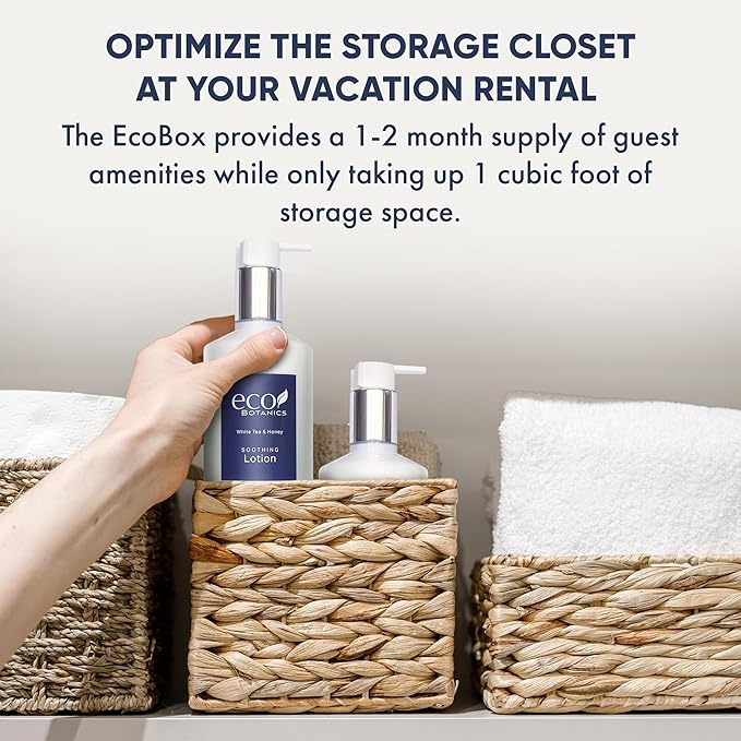 1-Shoppe Eco Botanics 10 Piece Ecobox All-In-Kit | White Tea and Honey Soap | 3 Shampoo, 2 Conditioner, 3 Body Wash & 2 Lotion | 10.14oz Hotel Soaps and Toiletries Bulk | Personal Care Products-GlimoraGlow