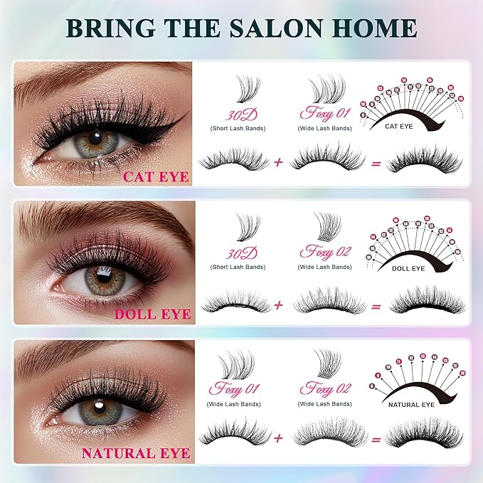 Lash Clusters - Wispy Lash Clusters For Natural Look 8-16MM 536Pcs Eyelash Clusters D Curl Individual Lashes for DIY Lash Extension Kit-GlimoraGlow