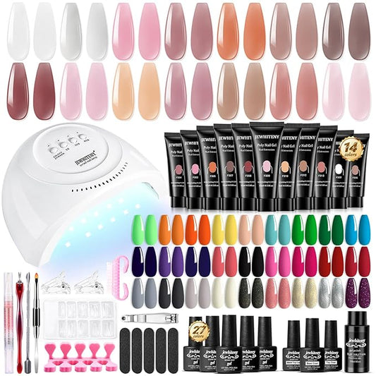 JEWHITENY 14 Colors Poly Gel Nail Kit 27 Colors Gel Nail Polish Kit With U V Light All In One Nail Art Starter Kit Suitable For All Seasons-GlimoraGlow
