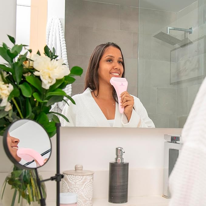 Ice Roller Face Massager 2 in 1 Set- Therapeutic Cooling to Naturally Tone & Tighten | Brighten Complexion and Reduce Wrinkles, Under Eye Puffiness | Facial Cool Ice Rollers for Migraine + Pain Relief-GlimoraGlow