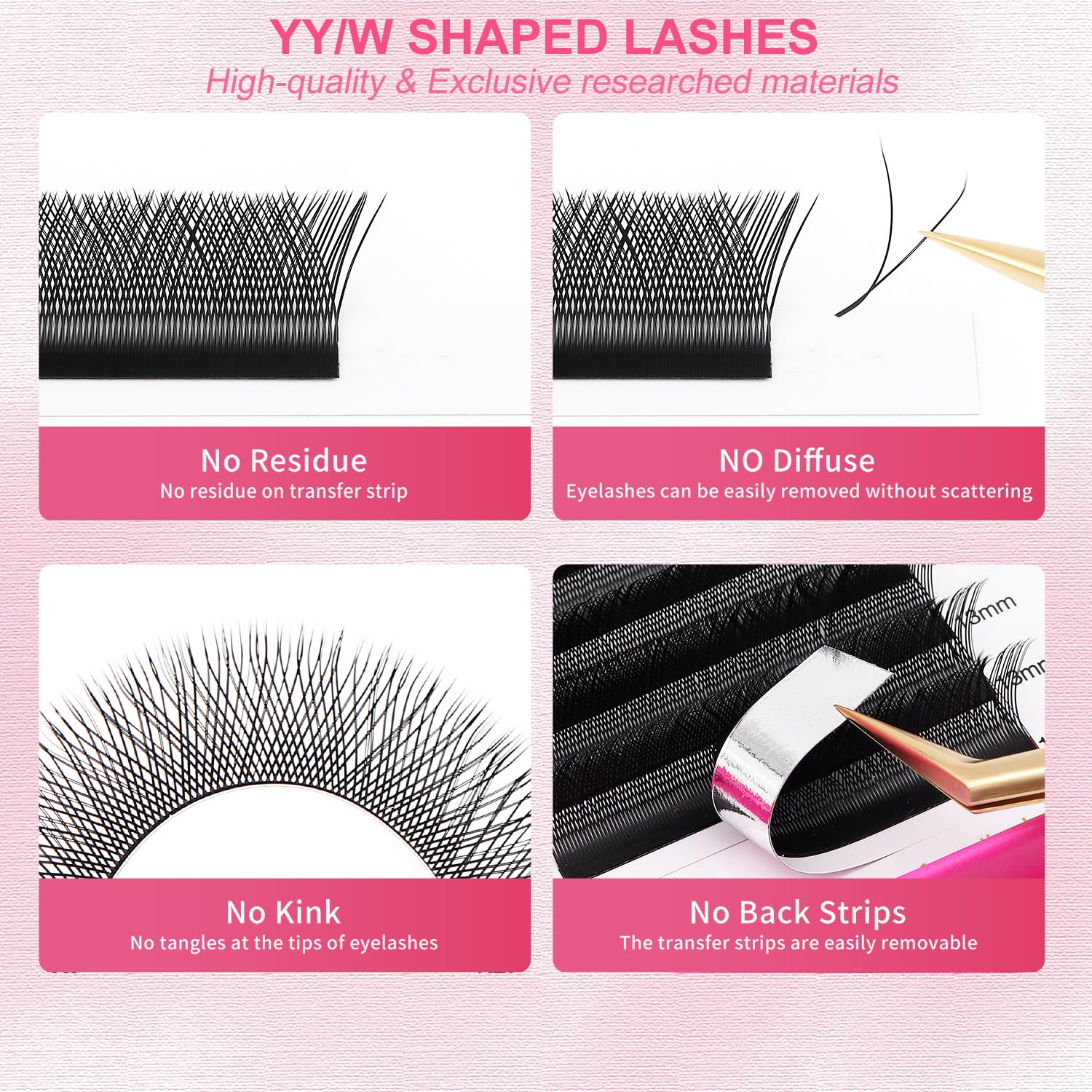 YY Lash Extensions Supplies Y Eyelash Extensions 0.05mm Thickness D Curl 9mm Premade Fans 4D Russian Volume Matte Black 12 Rows Crisscross Eye Lashes(YY-0.05-D,9mm)-GlimoraGlow