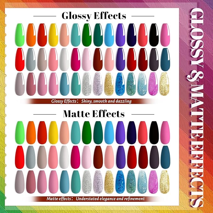 JEWHITENY 45 PCS Gel Nail Kit with 42 Colors Nail Polish Set Green Blue Red Pink Collection Gifts for Women-GlimoraGlow