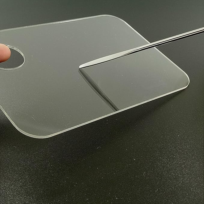 2 Pcs Acrylic Makeup Palette Makeup Mixing Tray with Makeup Spatula for Beauty Salon Color Cream Liquid Foundation Mixing Palette (Rectangular)-GlimoraGlow