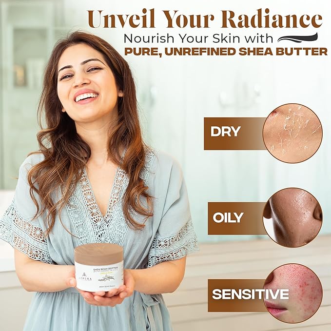 AZMERA Handcrafted Whipped Shea Body Butter – Luxurious Vanilla Bean Scented Moisturizer for Dry, Sensitive Skin, Argan Oil & Vitamin E – Vegan, Non-Greasy Skincare – 8.82 oz-GlimoraGlow