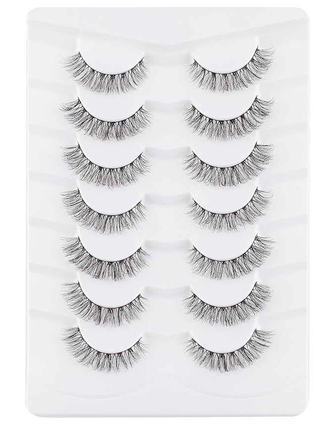 Short Eyelashes Natural Look Wispy Mink Lashes Thick False Eyelashes Small Eye Lashes Pack Fluffy Strip Lashes 7 Pairs-GlimoraGlow