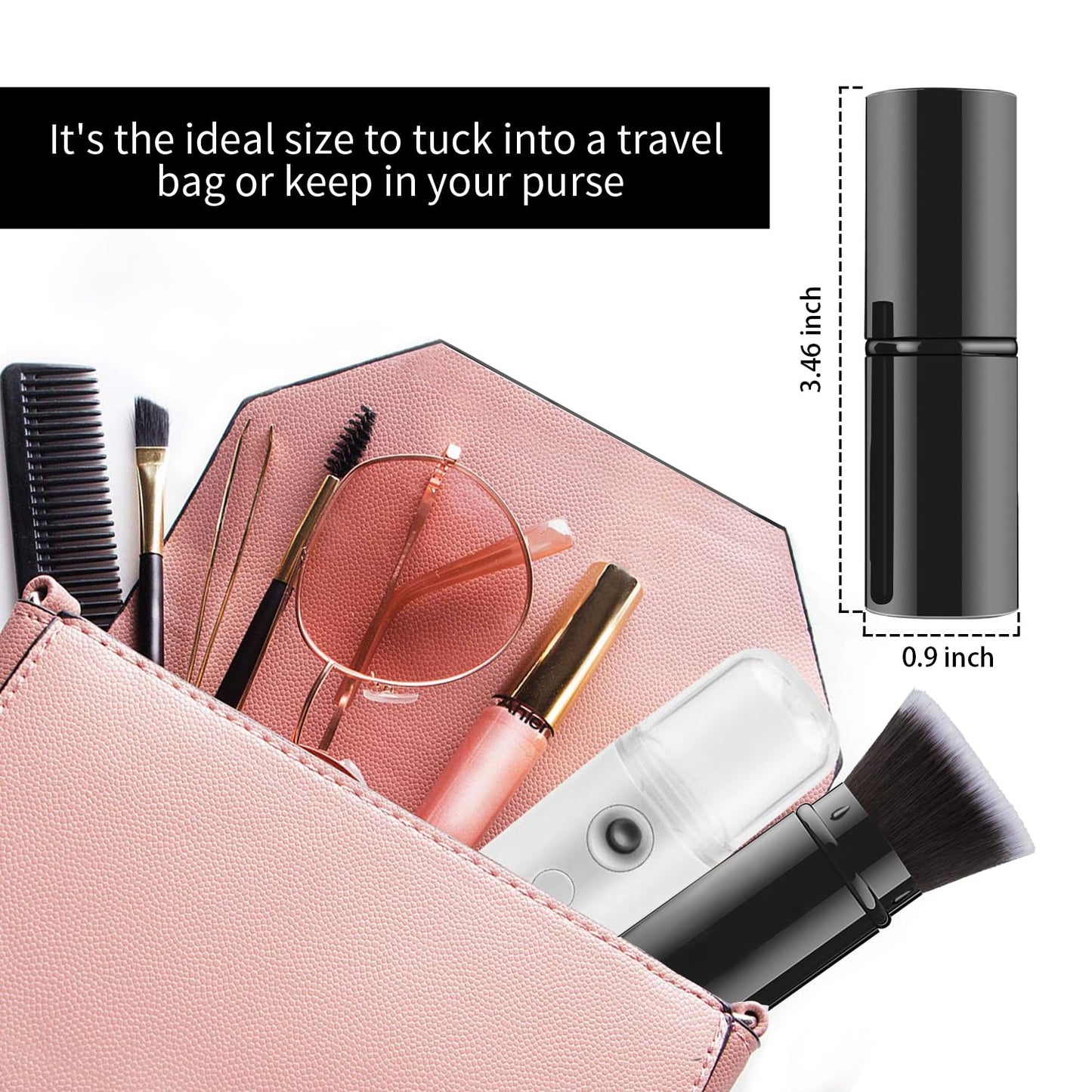 Falliny Makeup Brushes Retractable, Travel Powder Foundation Kabuki Brush, Portable Face Liquid Foundation Sunscreen Brush with Cover for Blending Liquid, Bronzer,Cream or Flawless Powder Cosmetics-GlimoraGlow